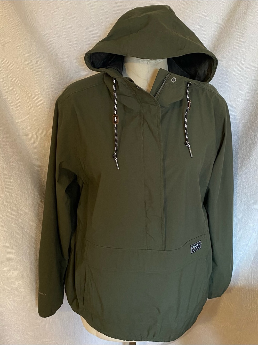 Eddie Bauer Olive Green Hooded pullover lightweight jacket